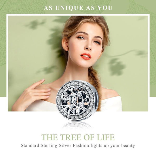 925 Sterling Silver Tree Of Life Beaded Bracelet Charms & Pendants