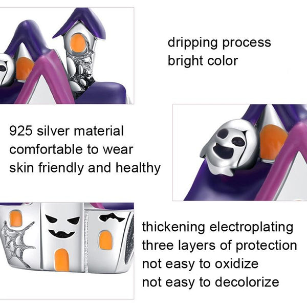 925 Sterling Silver Diy Purple Ghost House Beaded Accessories Charms & Pendants