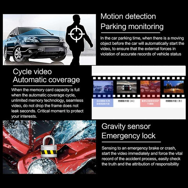 1080P Hd Dual Record Night Vision Driving Recorder 4 Inch Video In Dash Units W/O Gps