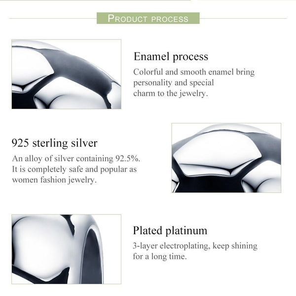 925 Sterling Silver Football Love Pendant Beads Charms & Pendants