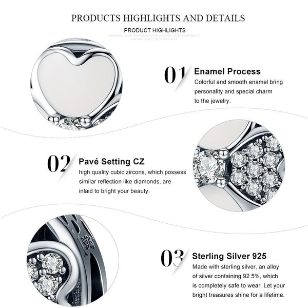 925 Sterling Silver Diamond Petal Bead Bracelet Happiness Charms & Pendants