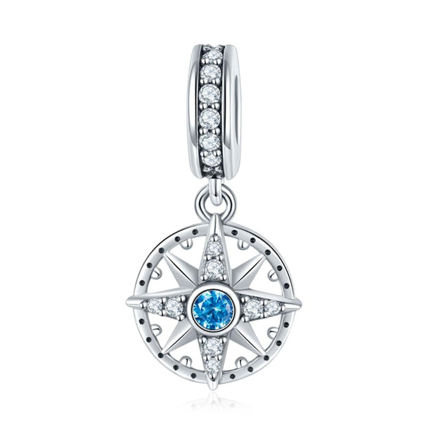 925 Sterling Silver Compass Pendant Necklace Charms & Pendants