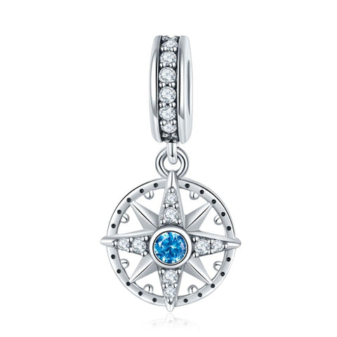 925 Sterling Silver Compass Pendant Necklace Charms & Pendants