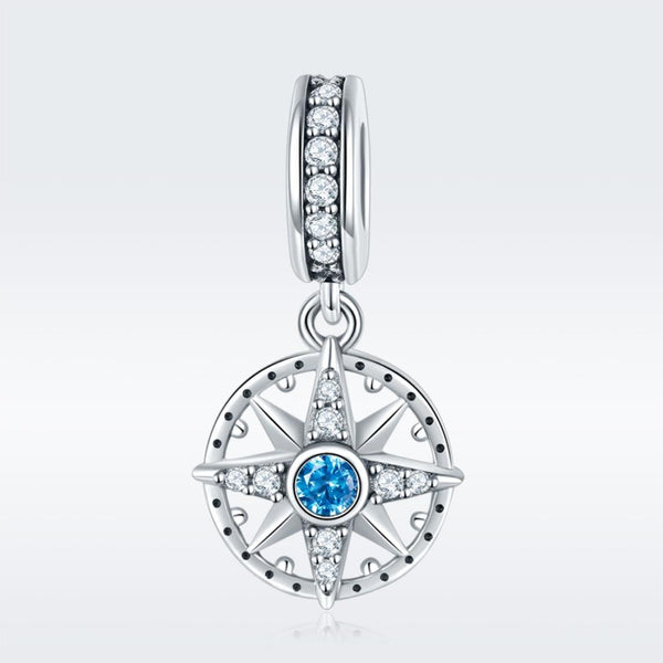 925 Sterling Silver Compass Pendant Necklace Charms & Pendants