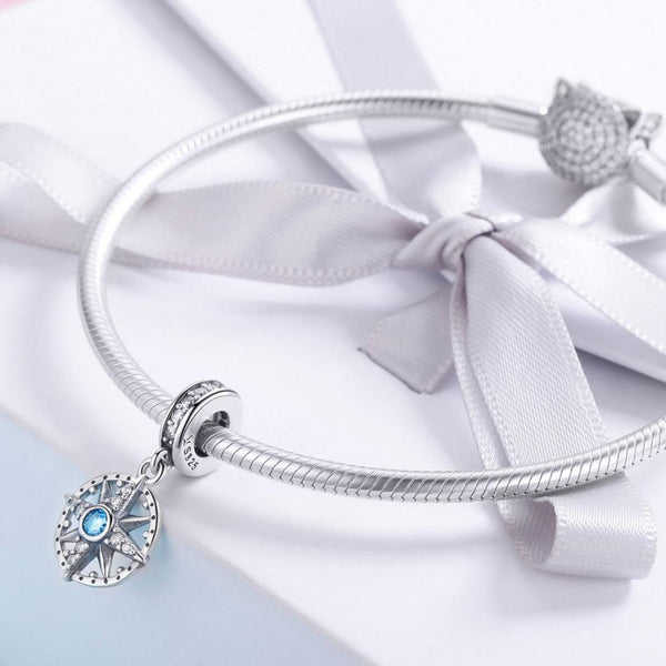 925 Sterling Silver Compass Pendant Necklace Charms & Pendants