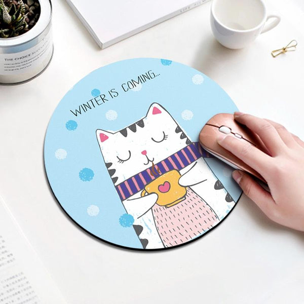 Coffee Cat Circular Mouse Pad 22Cm Diameter Mouse Pads & Wrist Rests