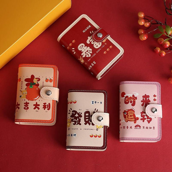 1 Sets Of Festive Cartoon Snap Anti Degaussing Card Holder Lucky Change Id Storage Bag Blue Id & Document Holders