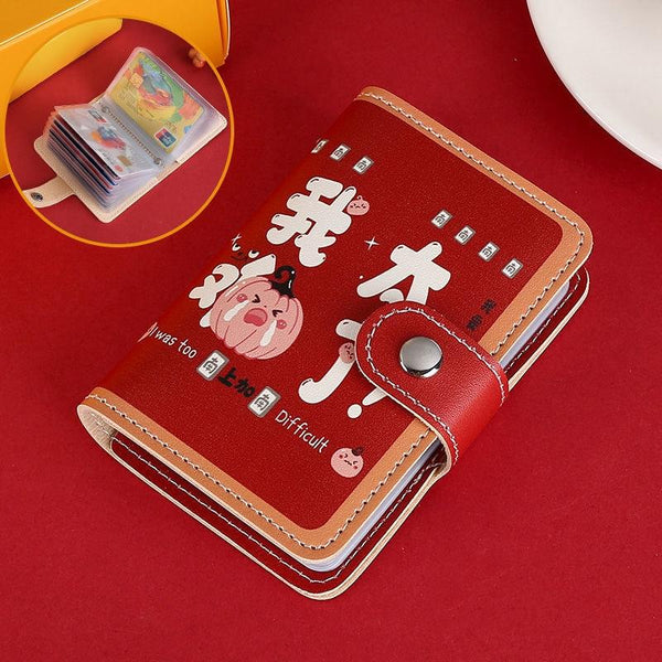 1 Sets Of Festive Cartoon Snap Anti Degaussing Card Holder Lucky Change Id Storage Bag Blue Id & Document Holders