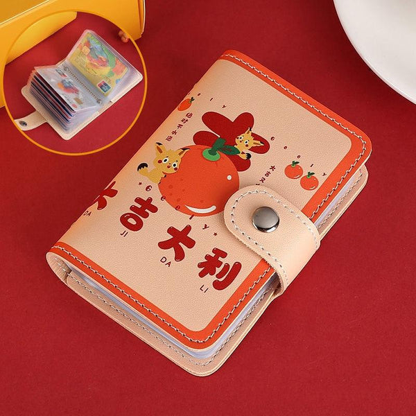 1 Sets Of Festive Cartoon Snap Anti Degaussing Card Holder Lucky Change Id Storage Bag Blue Id & Document Holders