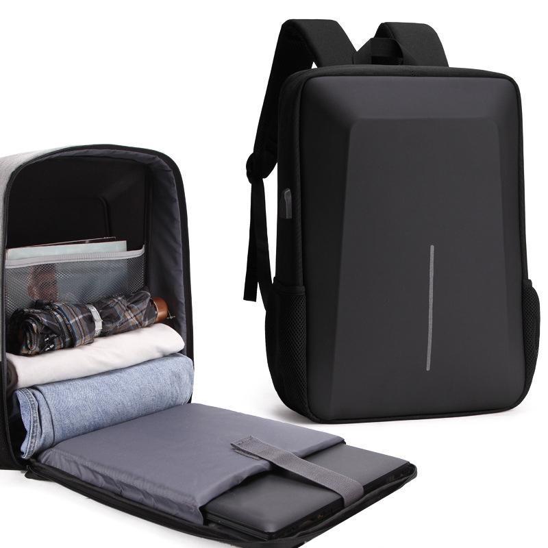 Hard Shell Backpack Alloy Frame Anti Theft Computer Bag For Men Black Computer Cases