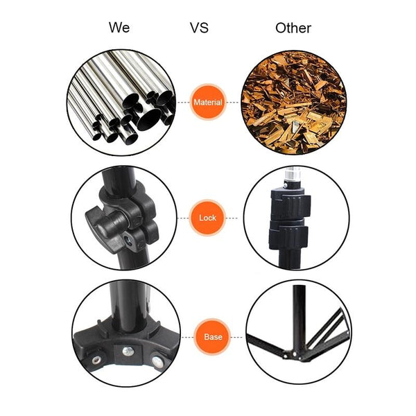 Professional Aluminum Lighting Stand For Studio Flash Adjustable Height Black Light Stands & Booms