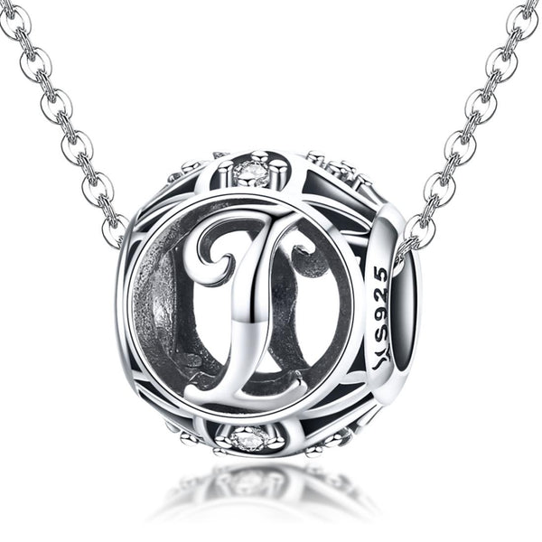 925 Sterling Silver 26 English Letter Beads For Diy Bracelets & Necklaces Style I Charms & Pendants