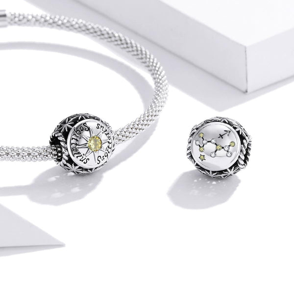 925 Sterling Silver Zodiac Beads For Diy Bracelets & Necklaces Sagittarius Style Charms & Pendants