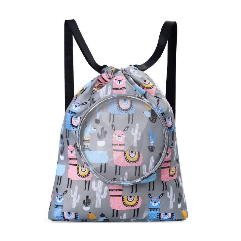 Blue Waterproof Drawstring Beach Bag For Kids Wet & Dry Separation Shoulder Strap Grey Backpacks & Bags