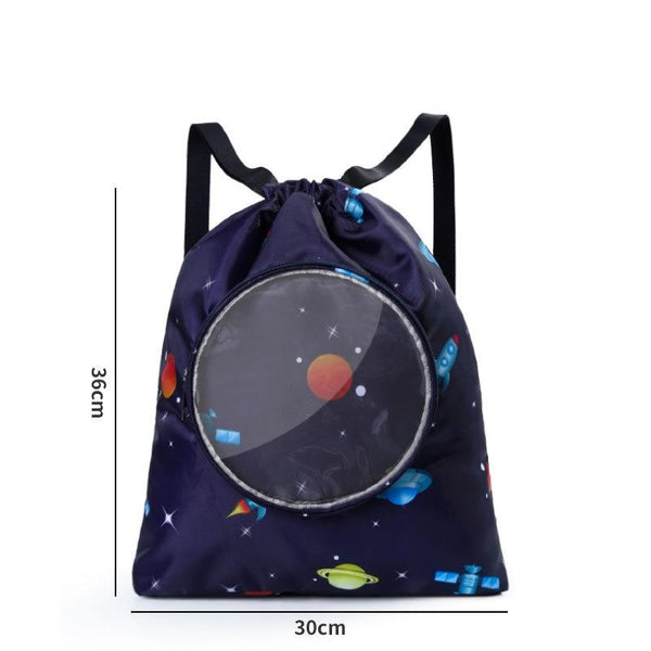Blue Waterproof Drawstring Beach Bag For Kids Wet & Dry Separation Shoulder Strap Grey Backpacks & Bags