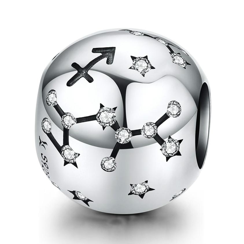 925 Sterling Silver Zodiac Beaded Bracelet Style Sagittarius Charms & Pendants
