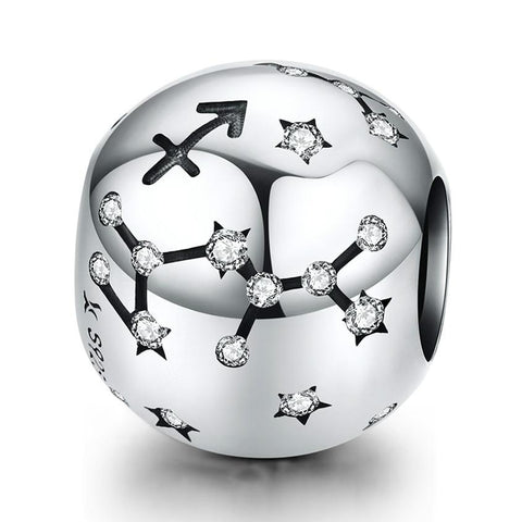 925 Sterling Silver Zodiac Beaded Bracelet Style Sagittarius Charms & Pendants