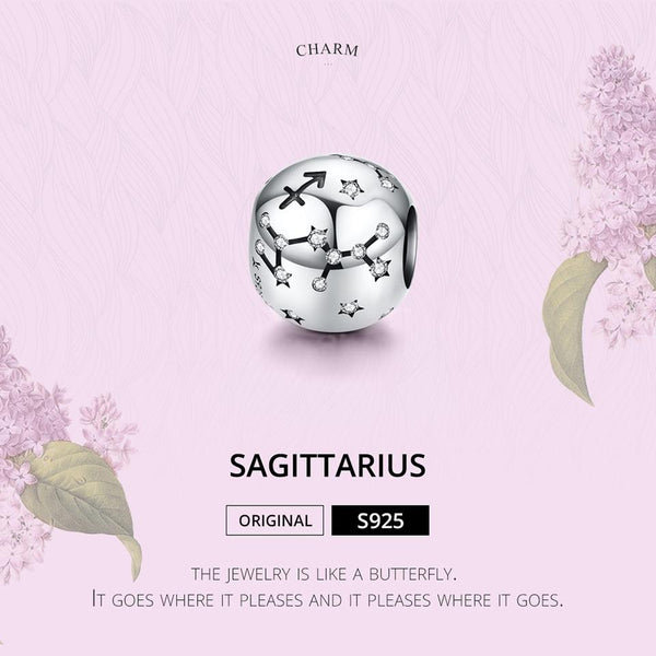 925 Sterling Silver Zodiac Beaded Bracelet Style Sagittarius Charms & Pendants