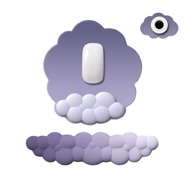 3 Piece Cloudy Gradient Memory Foam Wrist & Mouse Pad Set Blue+Gray Model 14 Mouse Pads & Wrist Rests