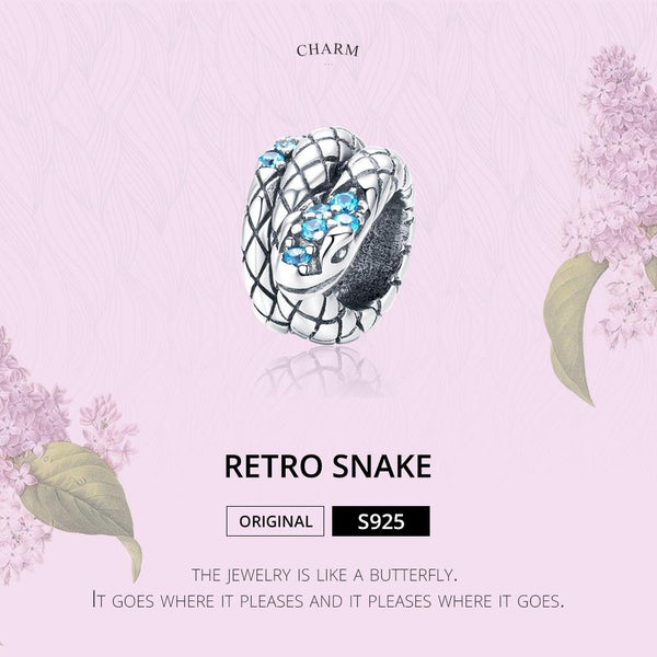 925 Sterling Silver Retro Snake Beaded Diy Bracelet Charms & Pendants