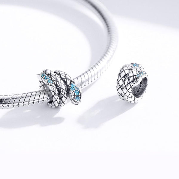 925 Sterling Silver Retro Snake Beaded Diy Bracelet Charms & Pendants