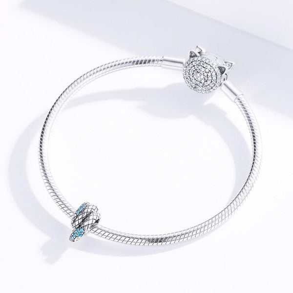 925 Sterling Silver Retro Snake Beaded Diy Bracelet Charms & Pendants