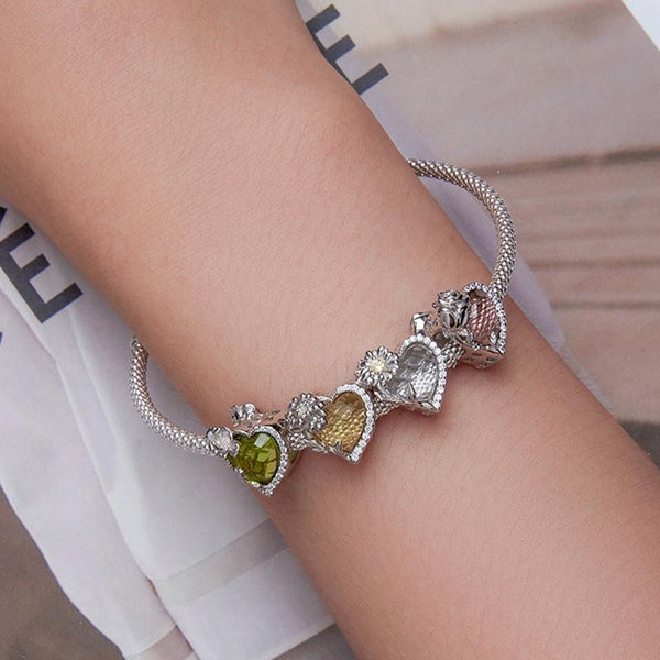 925 Sterling Silver September Birthstone Bracelet With Love Pearl Beads Accents Style Charms & Pendants