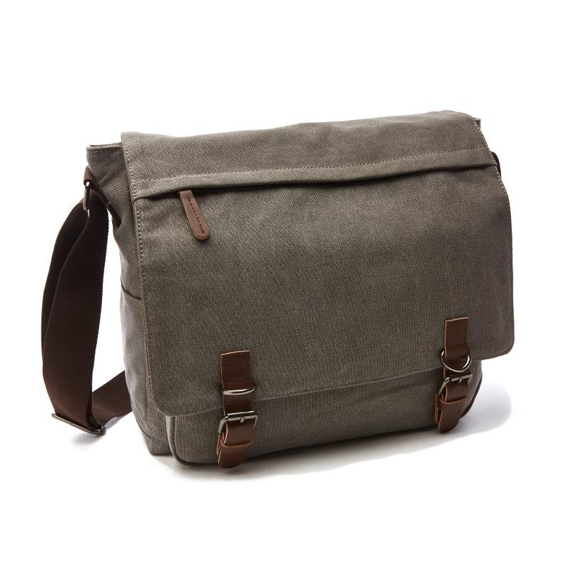 Gray Canvas Business Messenger Bag Medium Size Women's Bags & Handbags