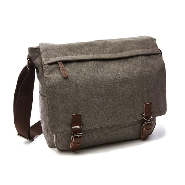 Gray Canvas Business Messenger Bag Medium Size Women's Bags & Handbags