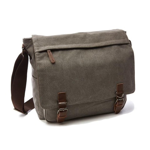 Gray Canvas Business Messenger Bag Medium Size Women's Bags & Handbags
