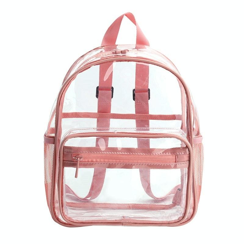 Waterproof Pvc Backpack For Students Compact And Durable Candy Colour Pink Backpacks & Bags