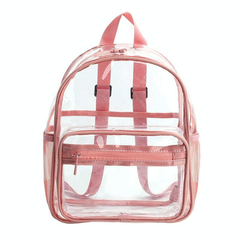 Waterproof Pvc Backpack For Students Compact And Durable Candy Colour Pink Backpacks & Bags
