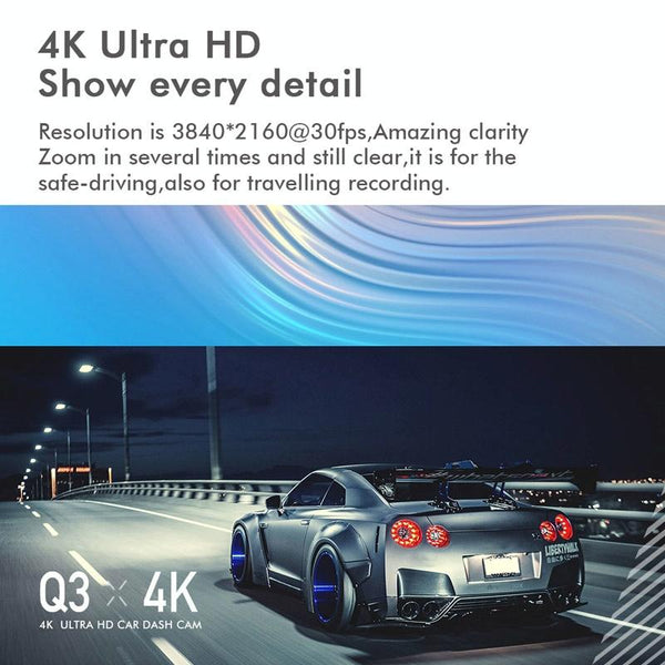 4K Dual Record Driving Recorder With Wifi And Night Vision Video In Dash Units W/O Gps