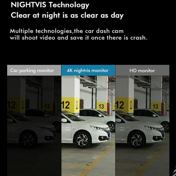 4K Dual Record Driving Recorder With Wifi And Night Vision Video In Dash Units W/O Gps