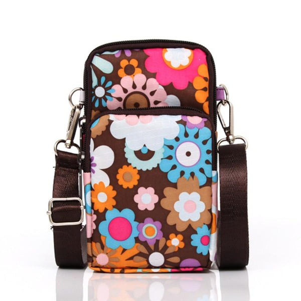 Animal Park Mini Crossbody Phone Wallet With Arm Band Colourful Flower Women's Bags & Handbags