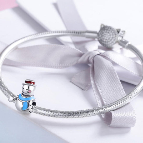 925 Sterling Silver Snowman Bead Pendant For Diy Bracelets & Necklaces Charms & Pendants