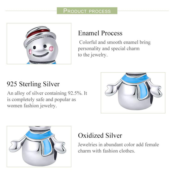925 Sterling Silver Snowman Bead Pendant For Diy Bracelets & Necklaces Charms & Pendants