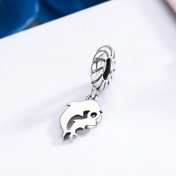 925 Sterling Silver Dolphin Bead Pendant For Diy Bracelets & Necklaces Charms & Pendants