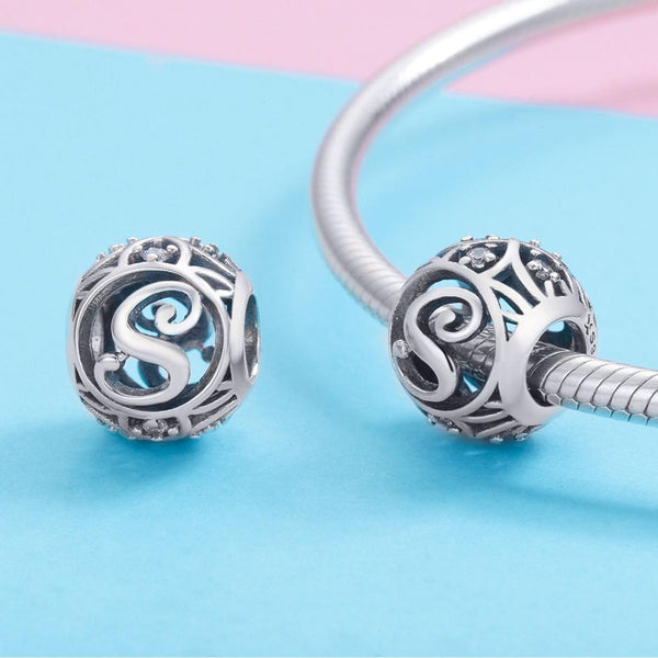 925 Sterling Silver 26 English Letter Beads For Diy Bracelets & Necklaces Style Craft Beads