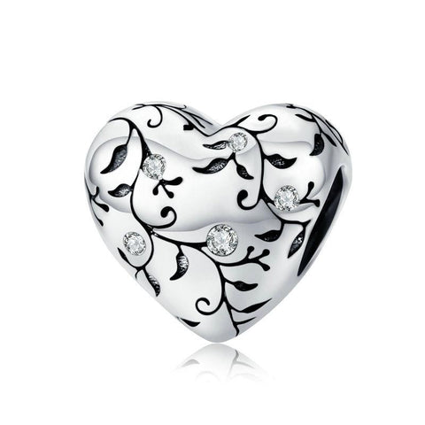 925 Sterling Silver Retro Heart Beads For Diy Bracelets Charms & Pendants