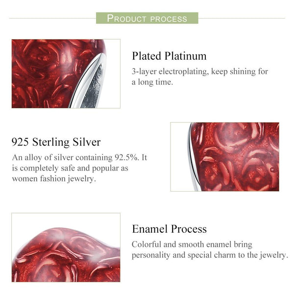 925 Sterling Silver Red Love Diy Bracelet Necklace Beads Charms & Pendants