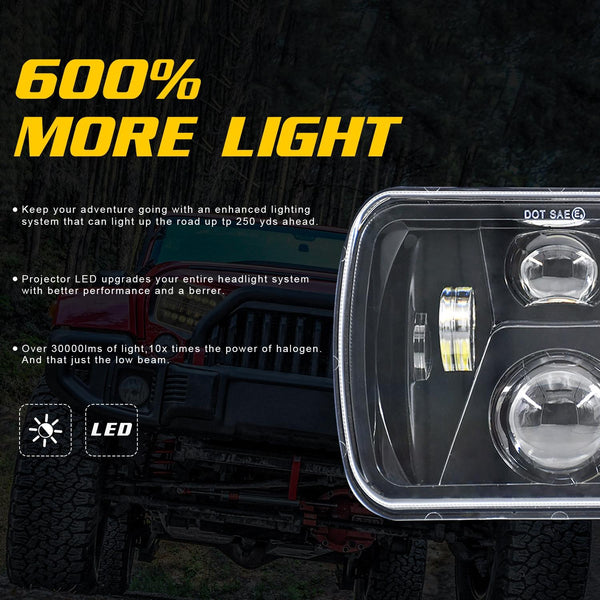 7 Inch 5X7 / 7X6 H4 Dc 9V 30V 3500Lm 35W Car Square Shape Led Headlight Lamps For Jeep Wrangler Led Car Lights