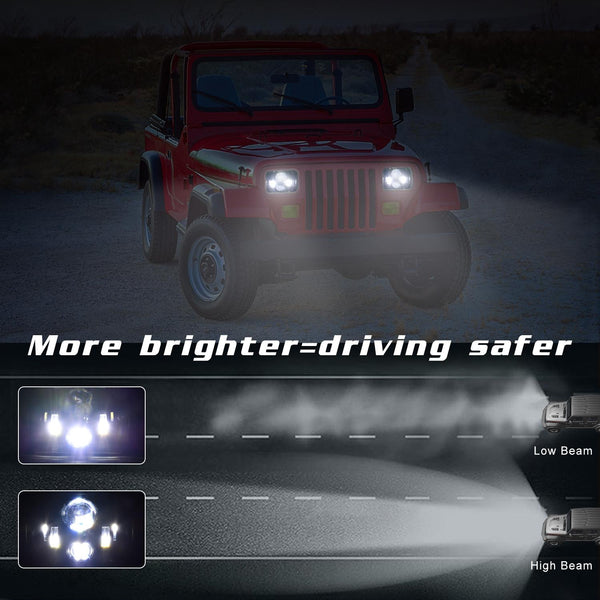 7 Inch 5X7 / 7X6 H4 Dc 9V 30V 3500Lm 35W Car Square Shape Led Headlight Lamps For Jeep Wrangler Led Car Lights