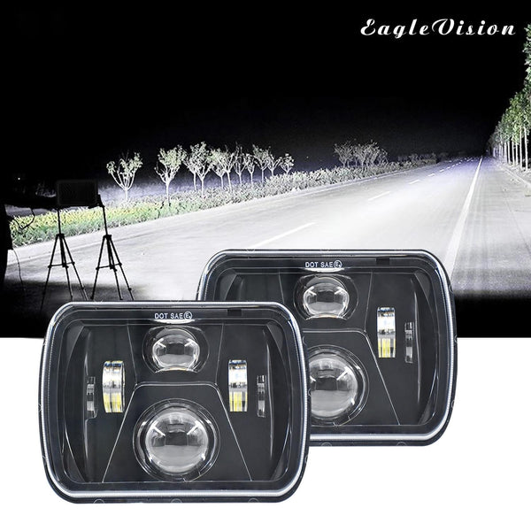 7 Inch 5X7 / 7X6 H4 Dc 9V 30V 3500Lm 35W Car Square Shape Led Headlight Lamps For Jeep Wrangler Led Car Lights