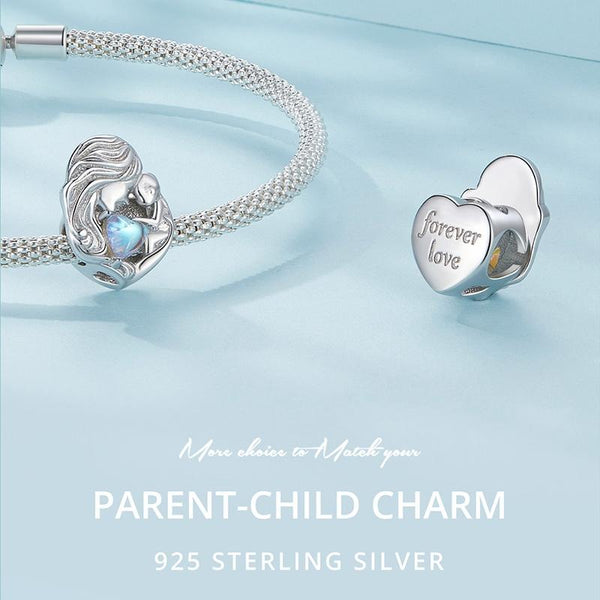 925 Sterling Silver Love Heart Pendant Necklace For Mother And Child Necklaces & Pendants