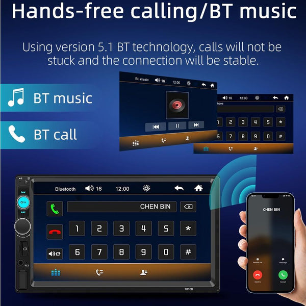 Touch Screen Mp5 Player With Bluetooth & Rear View Universal Fit Other Car Audio