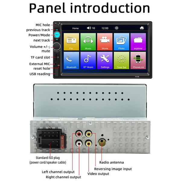 Touch Screen Mp5 Player With Bluetooth & Rear View Universal Fit Other Car Audio