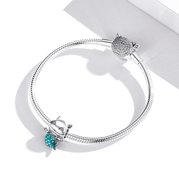 925 Sterling Silver Cat Mermaid Beads For Diy Bracelets & Necklaces Charms & Pendants