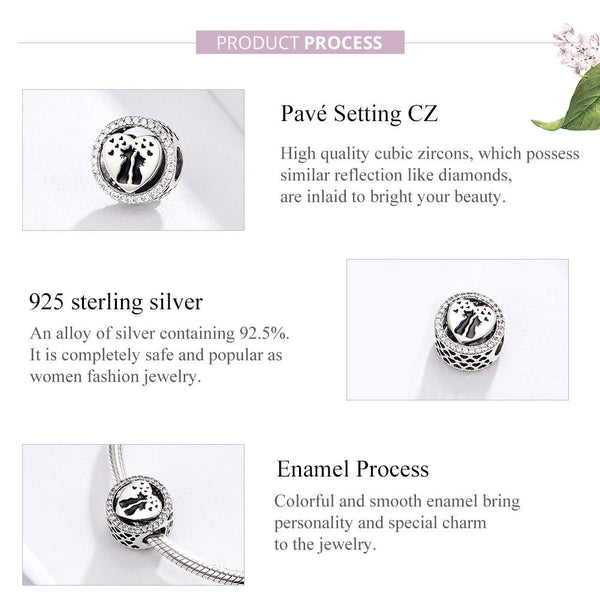 925 Sterling Silver Love Cat Heart Beads For Diy Bracelets & Necklaces Charms & Pendants