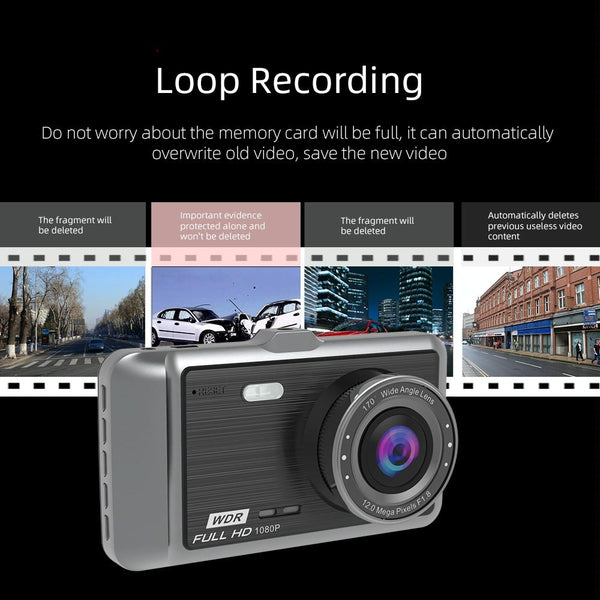 Hd 1080P Dual Camera Car Recorder With 4 Ips Screen And 170 Degree Wide Angle Rear View Monitors/Cams & Kits